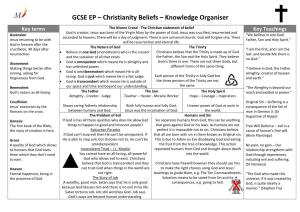 GCSE EP – Christianity Beliefs – Knowledge Organiser