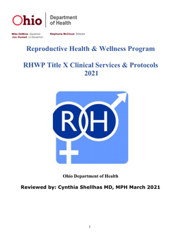 Reproductive Health & Wellness Program RHWP Title X Clinical