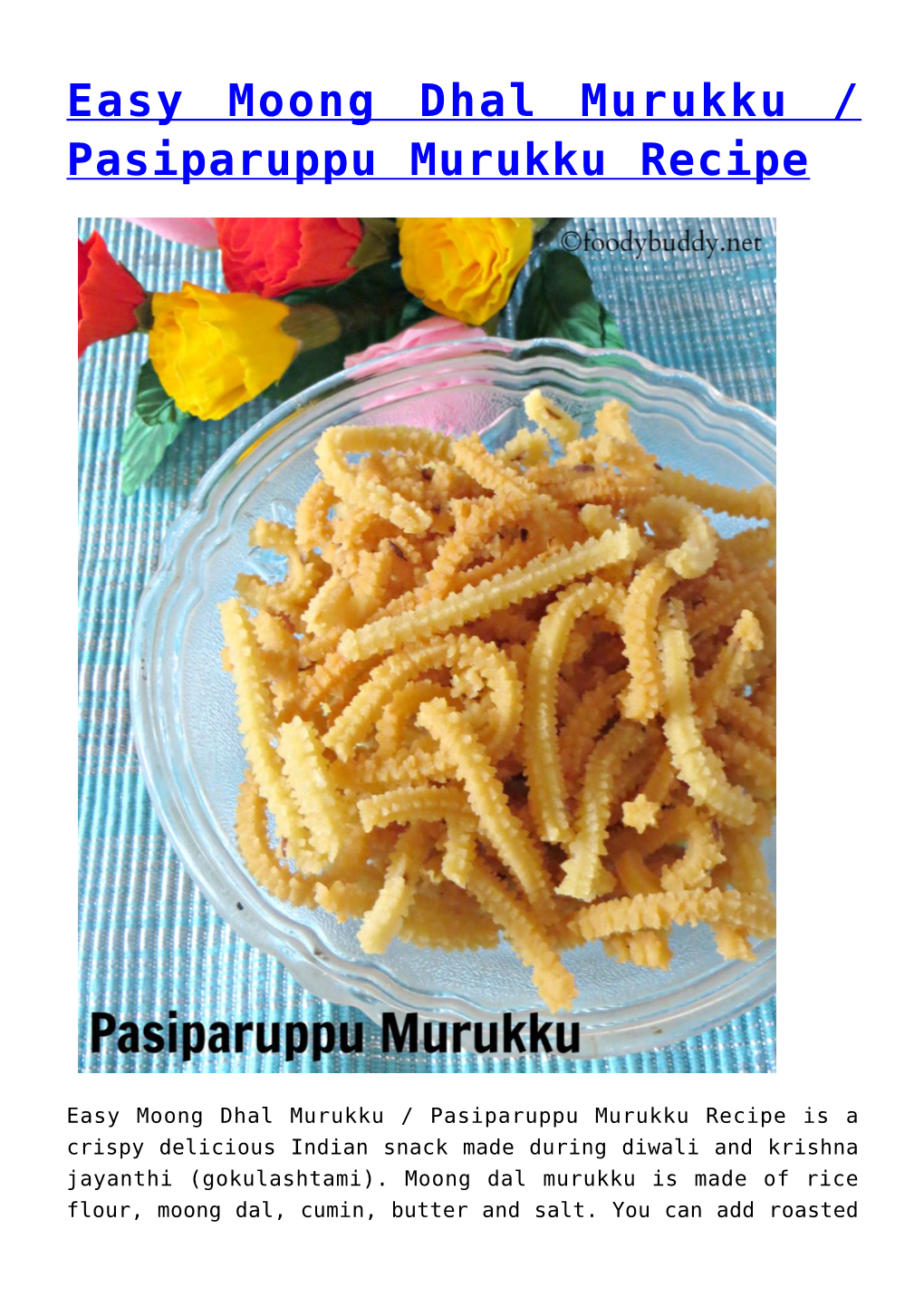 Method for Instant Murukku Recipe