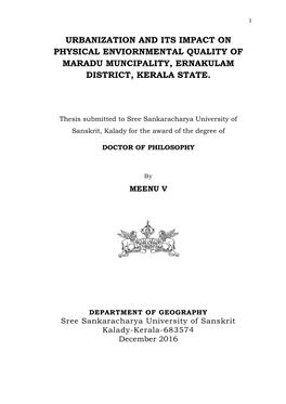 Urbanization and Its Impact on Physical Enviornmental Quality of Maradu Muncipality, Ernakulam District, Kerala State