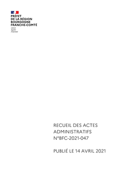 RAA 047 Bourgogne-Franche-Comté Du 14 Avril 2021