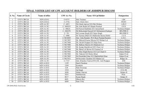 Final Voter List of Cpf Account Holders of Jodhpur Discom