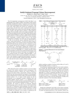 Catalyzed Propargyl Claisen Rearrangement Benjamin D