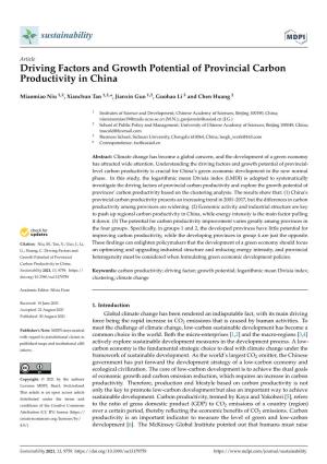Driving Factors and Growth Potential of Provincial Carbon Productivity in China