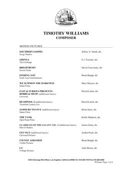 Timothy Williams Composer