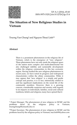 The Situation of New Religious Studies in Vietnam