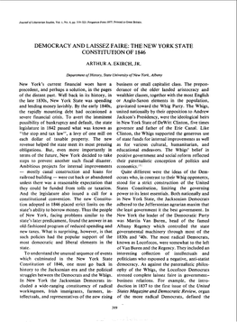 Democracy and Laissez Faire: the New York State Constitution of 1846
