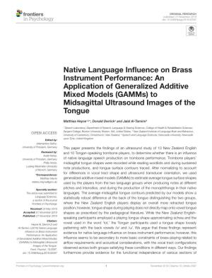 Native Language Influence on Brass Instrument Performance