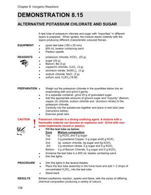 Demonstration 8.15 Alternative Potassium Chlorate and Sugar