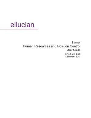 Banner Human Resources and Position Control / User Guide