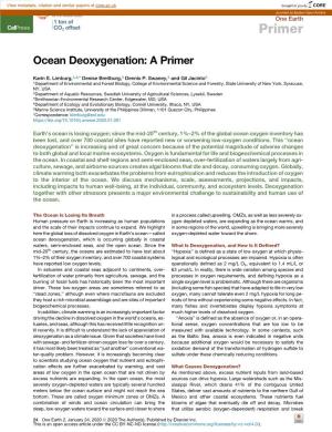 Ocean Deoxygenation: a Primer