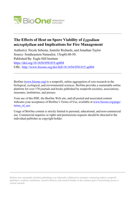 The Effects of Heat on Spore Viability of Lygodium Microphyllum And