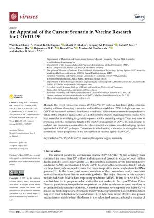 An Appraisal of the Current Scenario in Vaccine Research for COVID-19