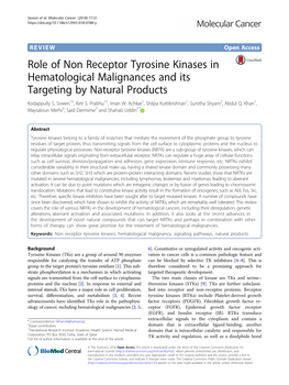 Role of Non Receptor Tyrosine Kinases in Hematological Malignances and Its Targeting by Natural Products Kodappully S