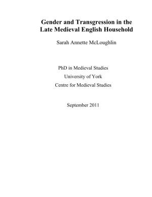 Gender and Transgression in the Late Medieval English Household