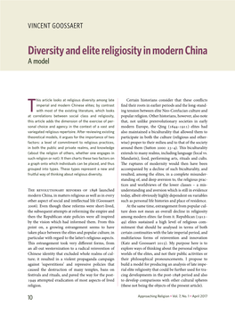Diversity and Elite Religiosity in Modern China a Model