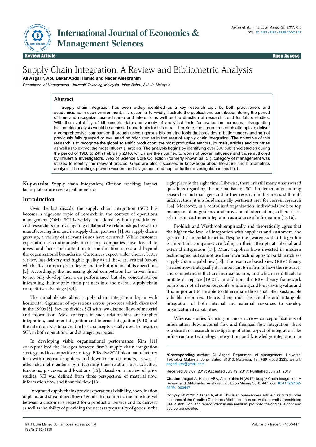 a literature review based bibliometric analysis of supply chain analytics