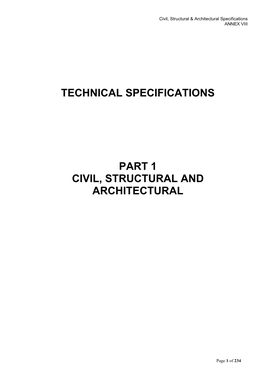 Technical Specifications Part 1 Civil, Structural And