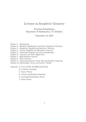 Lectures on Symplectic Geometry