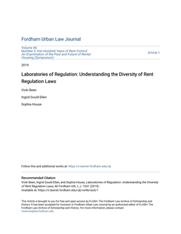 Understanding the Diversity of Rent Regulation Laws