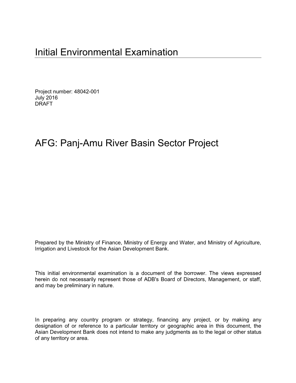 Panj-Amu River Basin Sector Project
