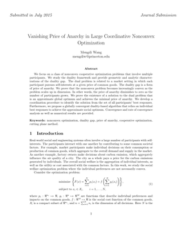Vanishing Price of Anarchy in Large Coordinative Nonconvex Optimization