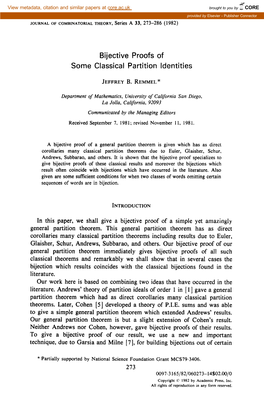 Bijective Proofs of Some Classical Partition Identities