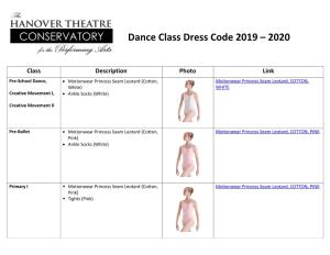 Dance Class Dress Code 2019 – 2020