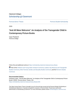 An Analysis of the Transgender Child in Contemporary Picture Books