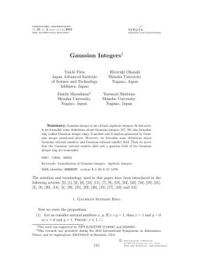 Gaussian Integers1