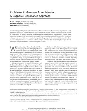 Cognitive Dissonance Approach