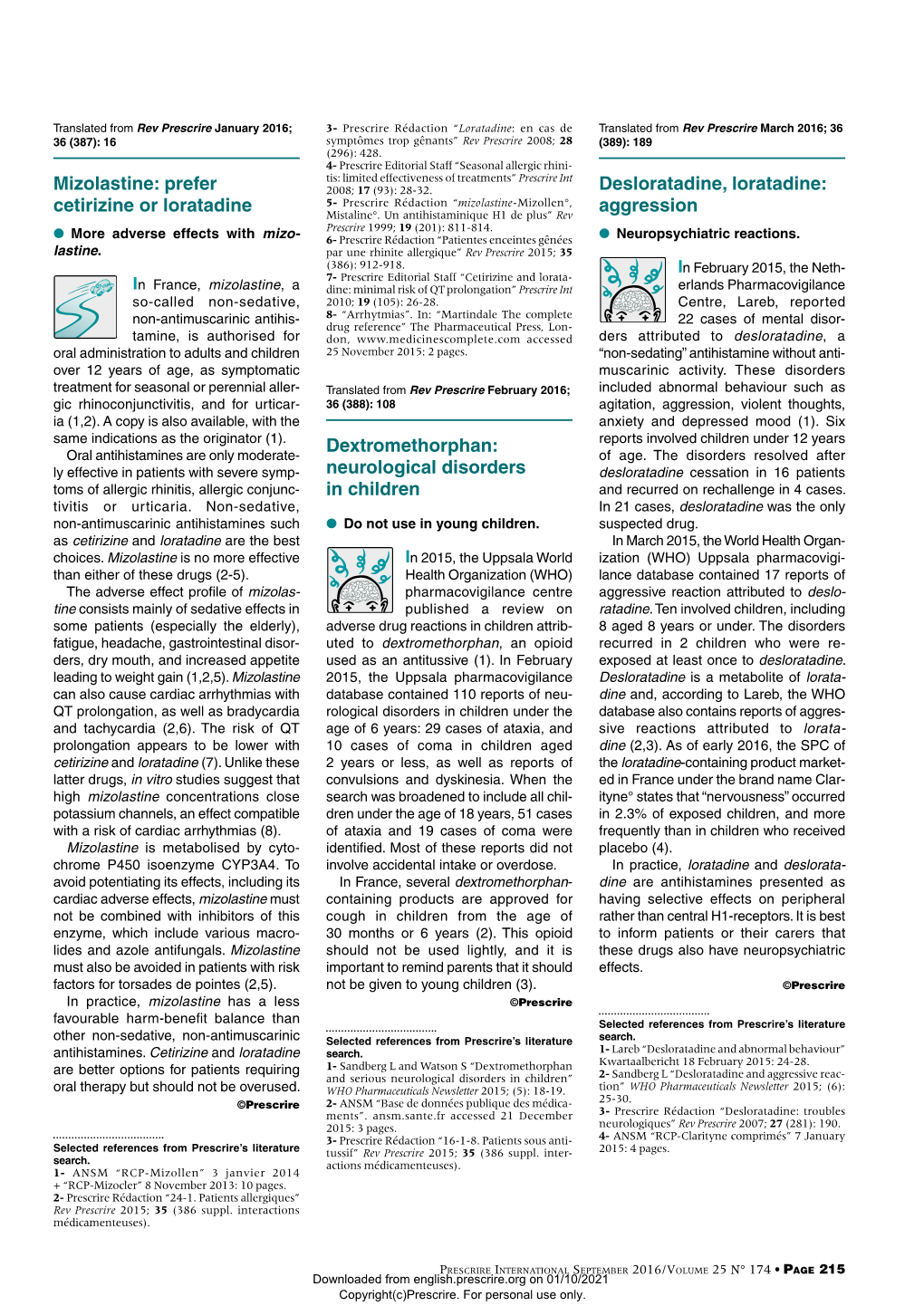 Neurological Disorders in Children Desloratadine, Loratadine