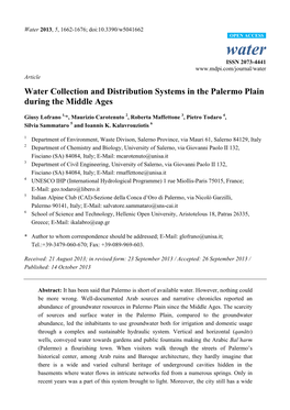 Water Collection and Distribution Systems in the Palermo Plain During the Middle Ages
