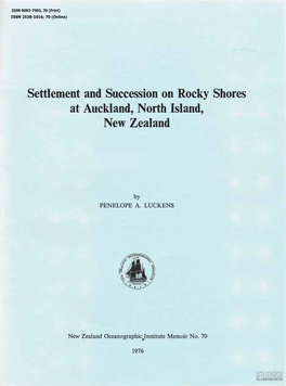 Settlement and Succession on Rocky Shores at Auckland, North Island, New Zealand