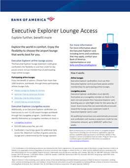 Executive Explorer Lounge Access Explore Further, Benefit More
