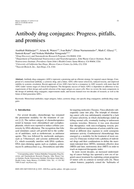 Antibody Drug Conjugates: Progress, Pitfalls, and Promises