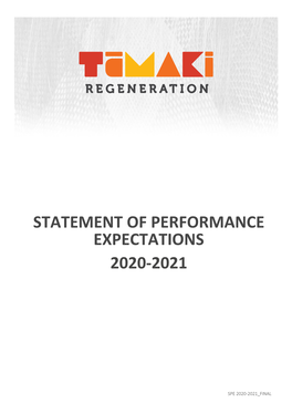 Statement of Performance Expectations 2020-2021