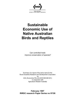 Sustainable Economic Use of Native Australian Birds and Reptiles
