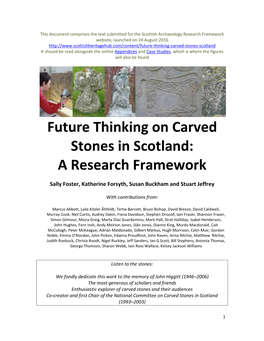 Future Thinking on Carved Stones in Scotland: a Research Framework