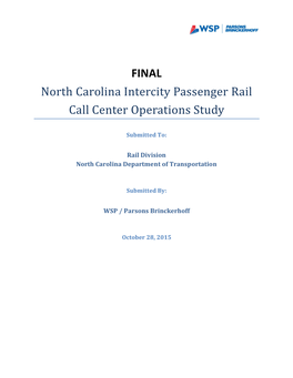 North Carolina Intercity Passenger Rail Call Center Operations Study