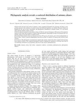 Phylogenetic Analysis Reveals a Scattered Distribution of Autumn Colours