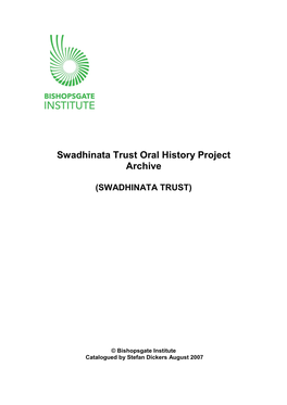 Swadhinata Trust Oral History Project Archive