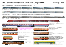 H0 Scandinaviansweden SJ / Green Cargo / MTR January 2019
