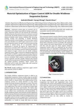 Material Optimization of Upper Control ARM for Double Wishbone Suspension System