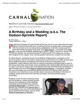 A Birthday and a Wedding (A.K.A. the Dodson-Sprinkle Report)