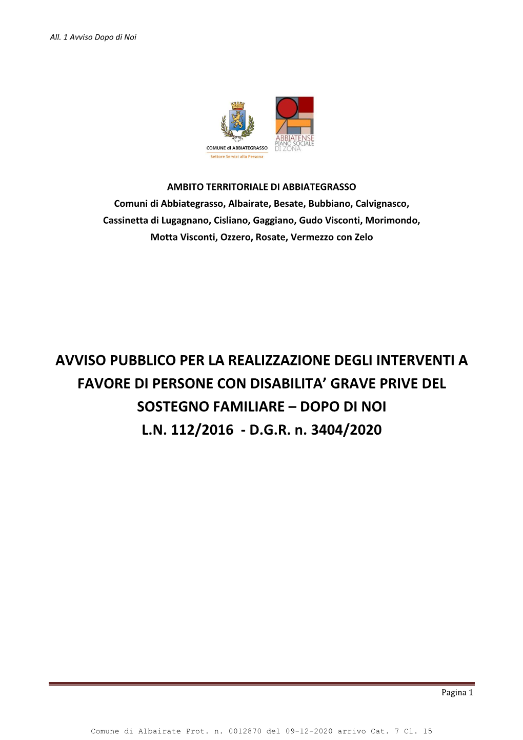 Avviso Pubblico Per La Realizzazione Degli Interventi A