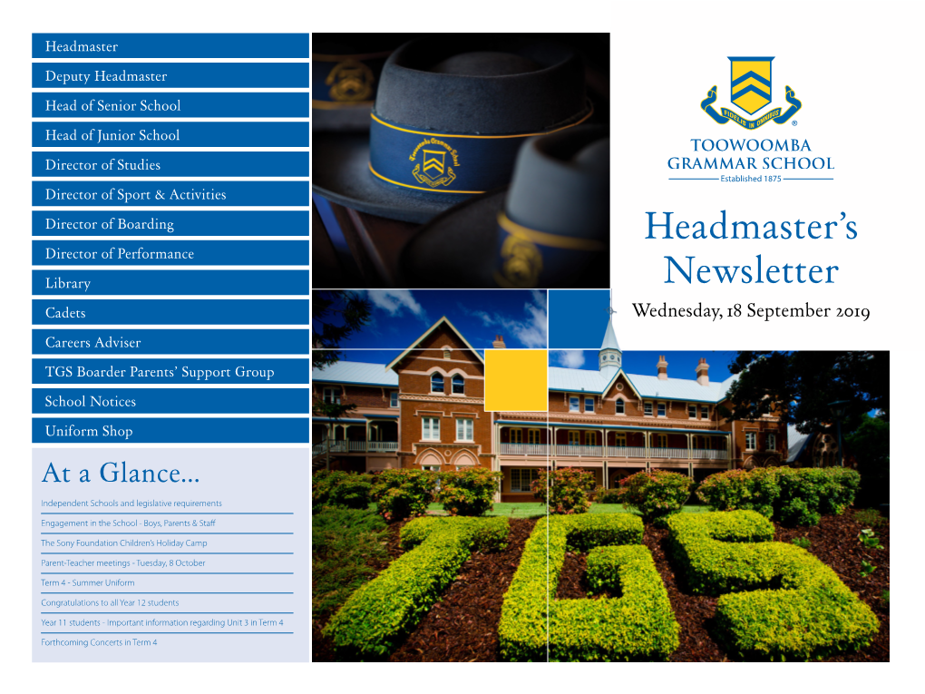 Headmaster's Newsletter