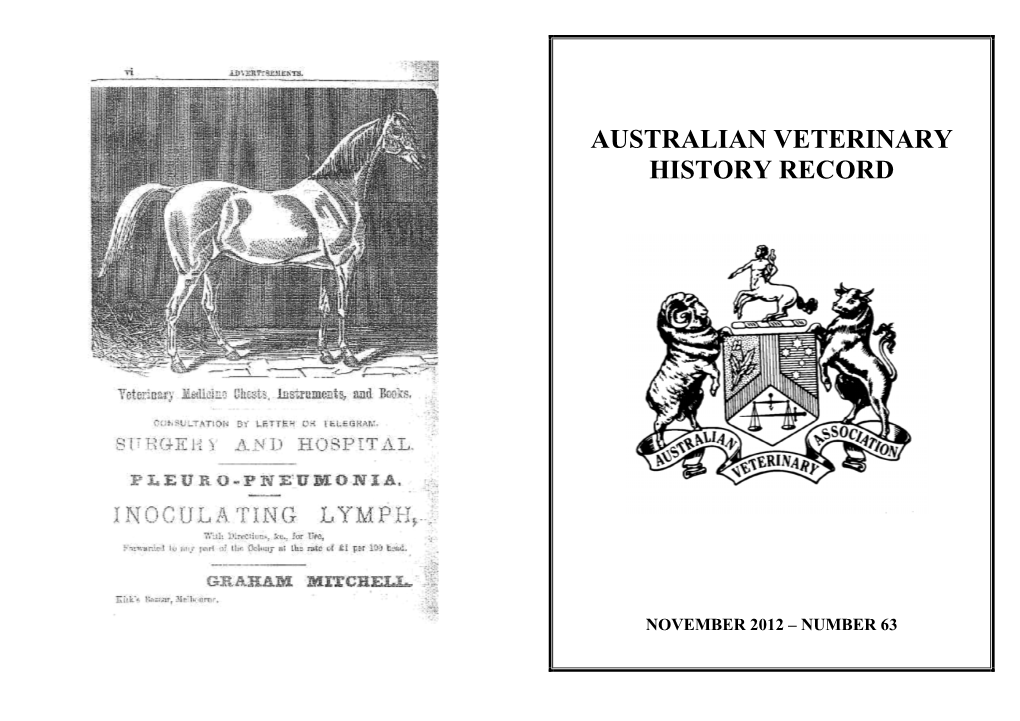 Australian Veterinary History Record