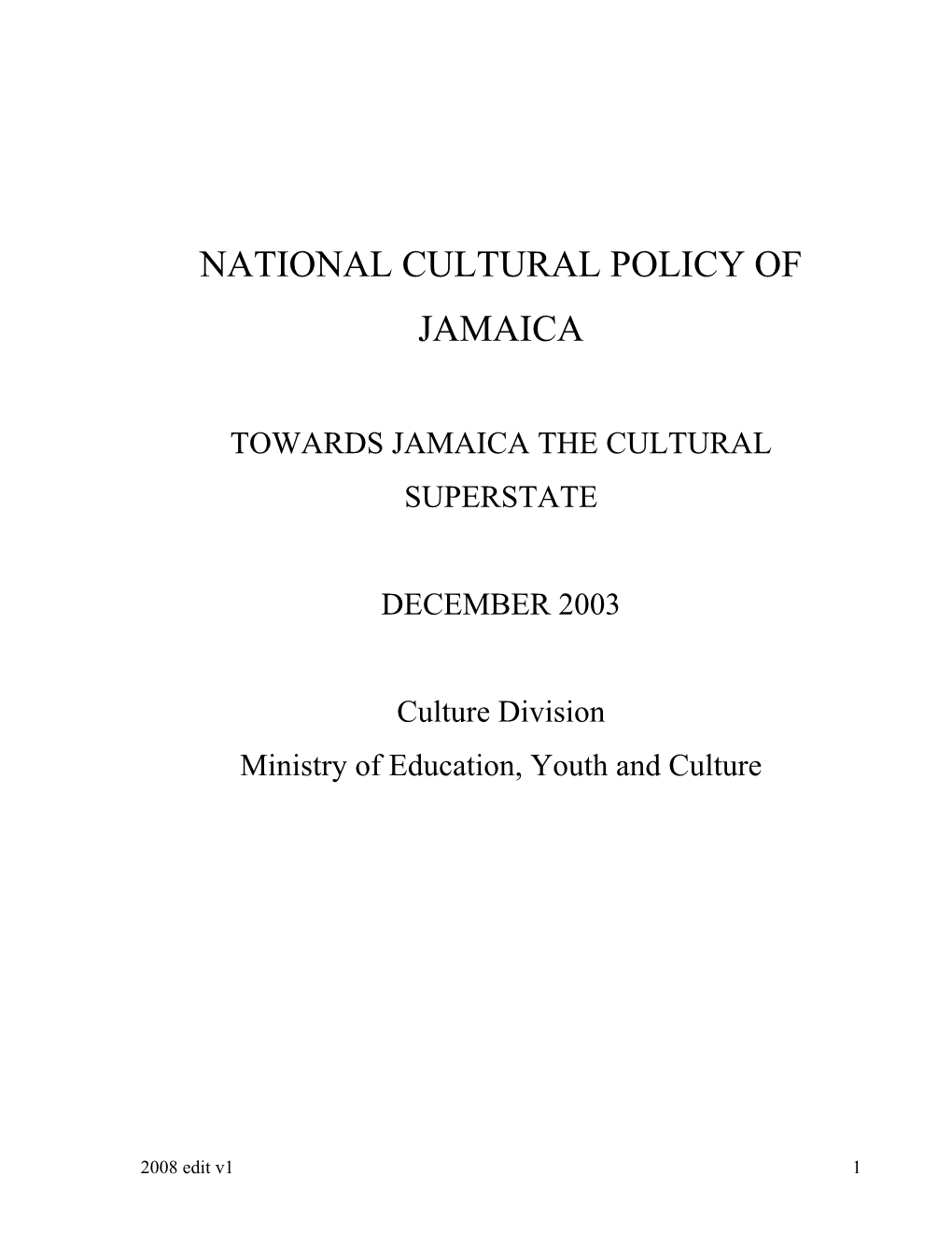 National Cultural Policy of Jamaica