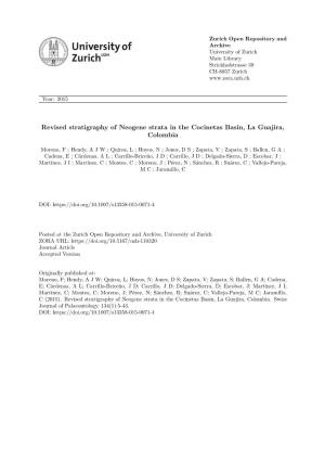 Revised Stratigraphy of Neogene Strata in the Cocinetas Basin, La Guajira, Colombia